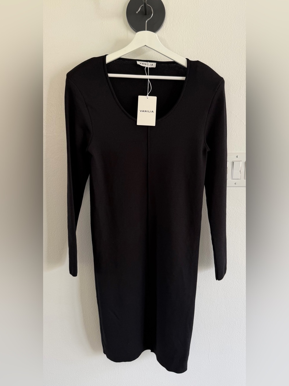 Black Long-Sleeve Knit Dress